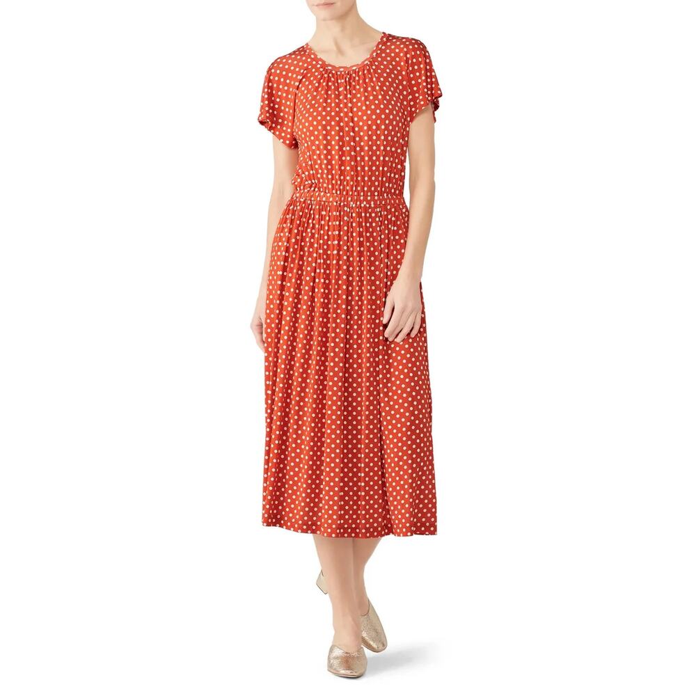 Stine Goya Caitlin Polka Dot Midi Dress Contemporary Retro Modern Vintage Sz XS